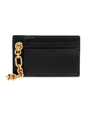 Balmain Leather Card Holder With Chain - Black