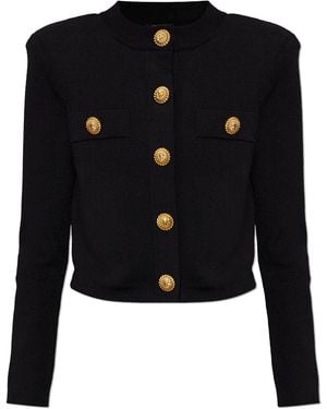Balmain Cardigan With Shoulder Pads - Black