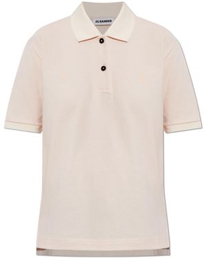 Jil Sander Polo With Embroidered Logo - Natural