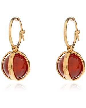 Jil Sander Brass Earrings With Stone - Metallic