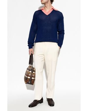 Fendi Sweater With Logo Patch - Blue