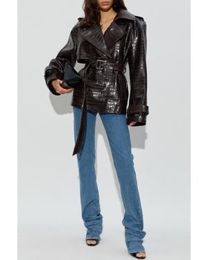 The Attico Leather Jacket With Belt - Black