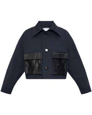 Bottega Veneta Jacket With Leather Pockets - Blue