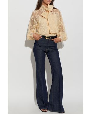 Zimmermann Lace Top With Bow - Blue