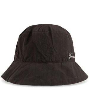 Jacquemus Hat With Embroidered Logo - Black