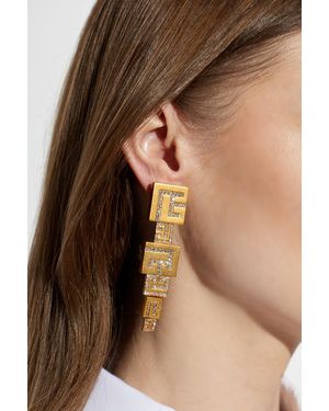 Balmain Earrings With Sparkling Crystals - Brown