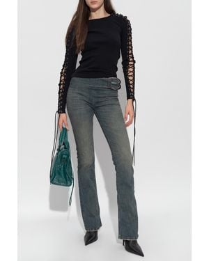 Balenciaga Ribbed Long-Sleeve Top - Black