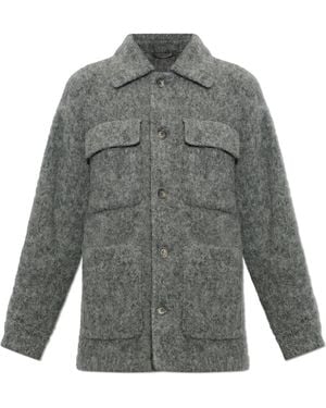 Dolce & Gabbana Wool Jacket With Collar - Grey