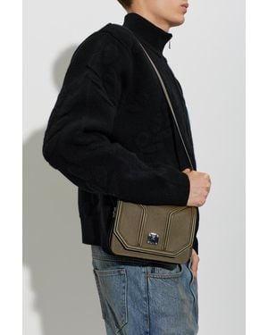 MCM Leather Logo Crossbody Bag - Blue