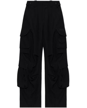Balmain Wool Cargo Trousers - Black