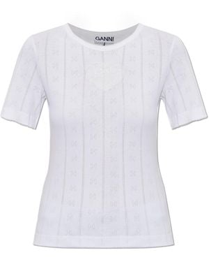 Ganni Top With A Patch - White
