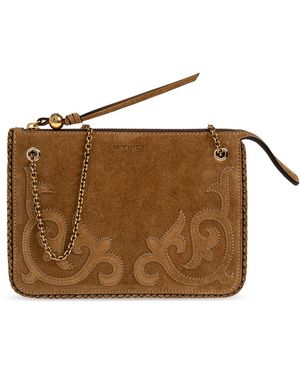 Etro Suede Bag With Logo - Brown