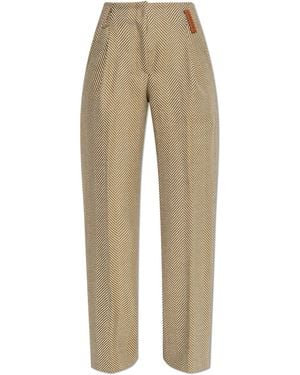 Forte Forte Herringbone Pattern Trousers - Natural