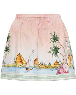 CASABLANCA Short Skirt With Print - White