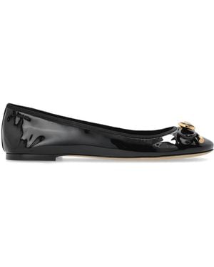 Versace Leather Ballet Flats - Black