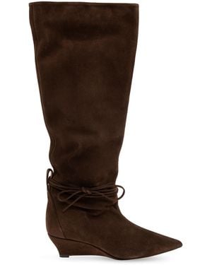Odissi Suede Wedge-Heeled Boots - Brown