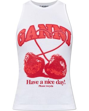 Ganni Top With Print - White