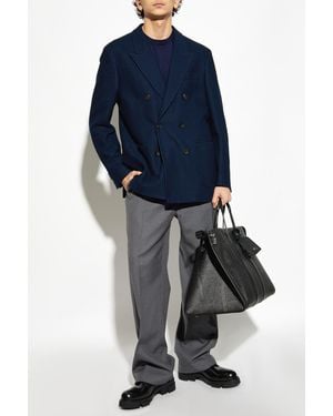 Etro Cotton Blazer With Closed Lapels - Blue