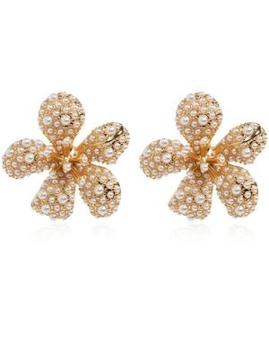 Self-Portrait Earrings With A Floral Motif - White