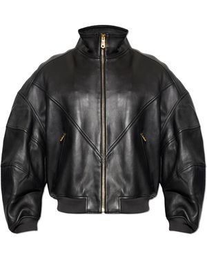 Willy Chavarria Leather Jacket 'Ruff Rider' - Black