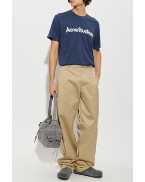 Acne Studios Cotton T-Shirt With Logo - Blue