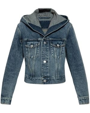 Alaïa Denim Jacket With Hood - Blue
