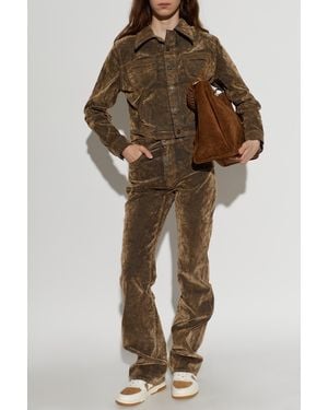 Amiri Denim Jacket With Logo - Brown