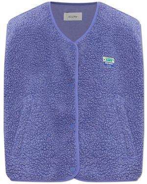 American Vintage Fleece Vest With Logo Patch - Purple