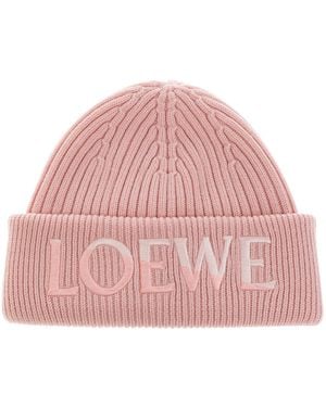 Loewe Wool Beanie With Embroidered Logo - Pink