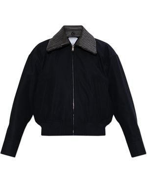 Bottega Veneta Jacket With Leather Collar - Black