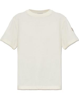 Moncler T-Shirt With Decorative Trim - White