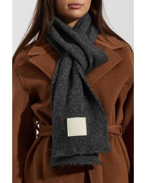 Ami Paris Scarf With Sewn Logo - Brown