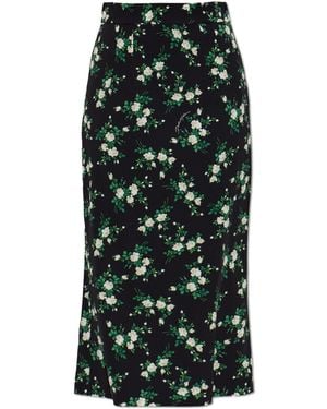 Dolce & Gabbana Silk Skirt With Floral Motif - Black