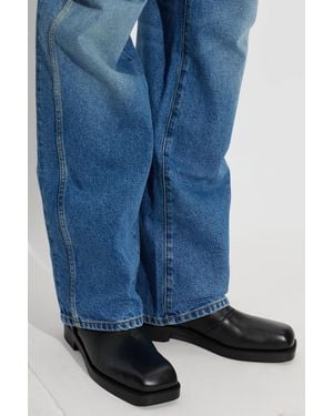 Balmain Leather Ankle Boots - Blue