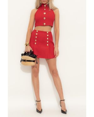 Balmain Skirt With Buttons - Red