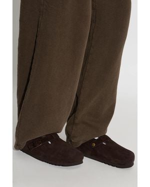 Scholl Leather Slides 'Fae New F' - Brown