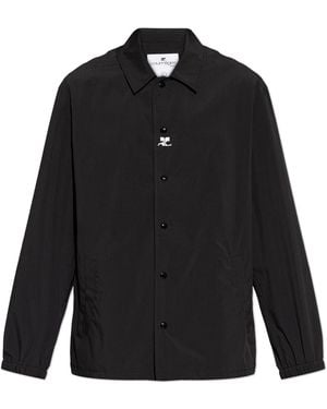 Courreges Lightweight Jacket With Printed Logo - Black