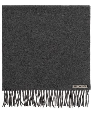 Balenciaga Cashmere Scarf With Logo - Black