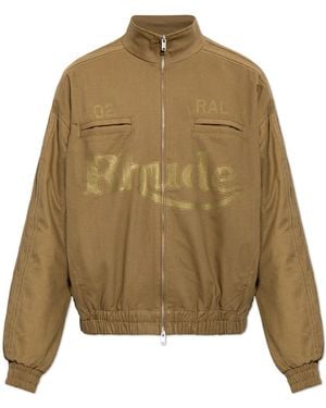 Rhude Jacket With Logo - Natural