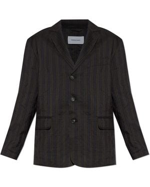 Ferragamo Pinstripe Patterned Blazer - Black