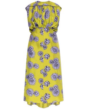 Lanvin Silk Dress With Floral Motif - White