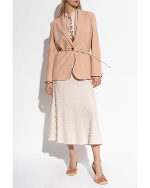 Zimmermann Wool Skirt With Appliqués - Natural