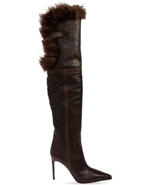 DSquared² Heeled Boots With Fur - Black