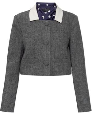 Self-Portrait Blazer With Detachable Scarf - Black