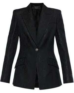 Versace Blazer With Animal Print - Black