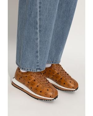MCM Leather Sports Shoes With Monogram - Blue