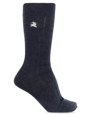 Burberry Socks With Logo - Blue