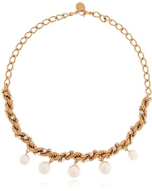 Marni Short Necklace With Crystals - Metallic