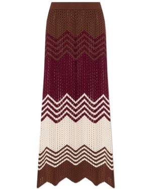 Akep Long Skirt With Lurex Thread - Red