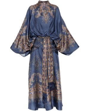 Zimmermann Silk Dress With Draping - Blue
